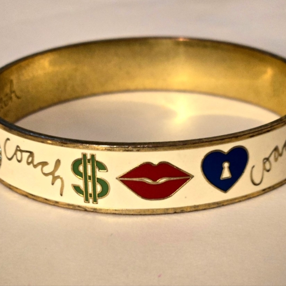 Coach Gold and Multicolor Icon Bangle Bracelet